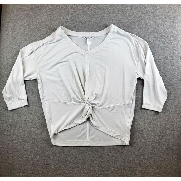 Athleta Tops - Athleta Women's Embody Twist-Front Top Size S White Athleisure Gym 3/4 sleeve